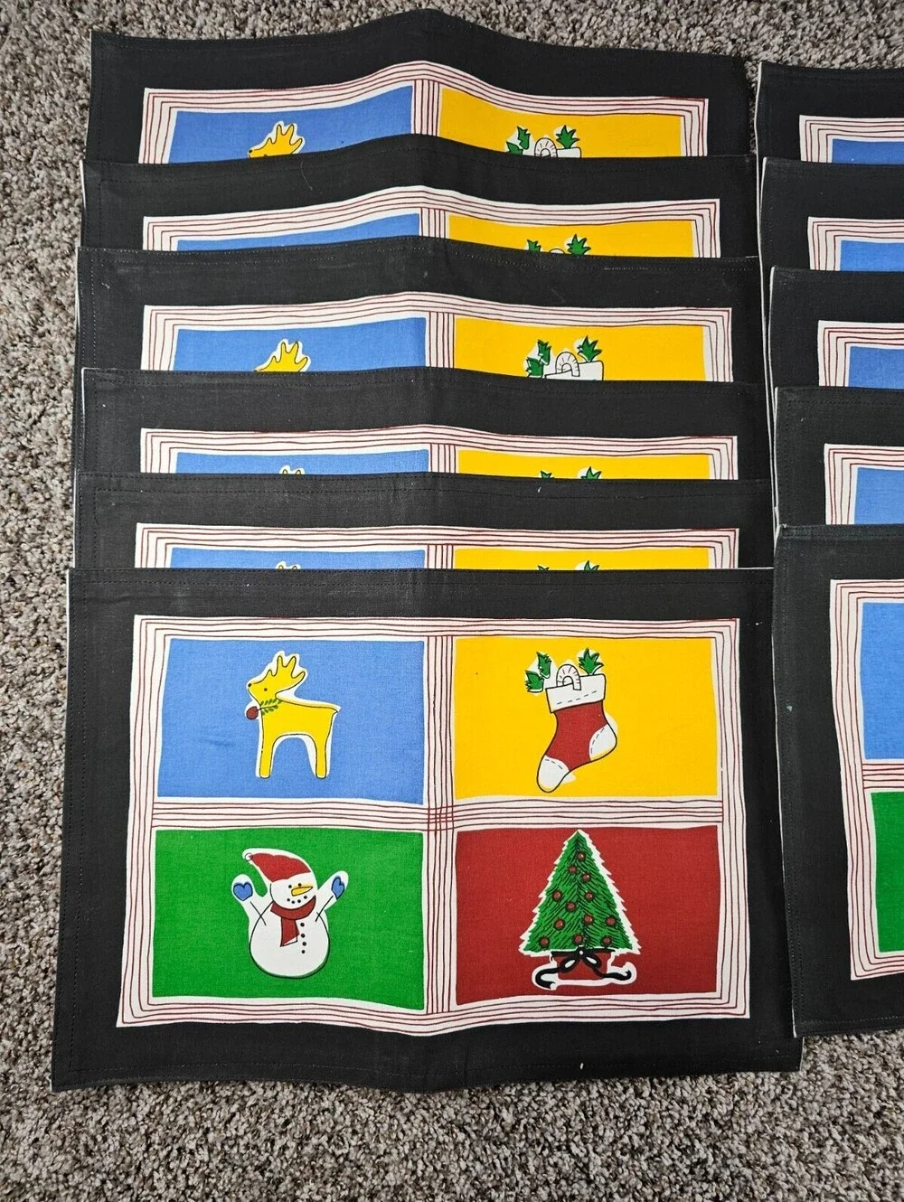Lot of 11 Vintage Christmas Placemats Bright Bold Colors by Mango Home